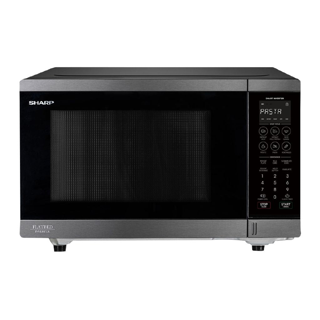 Sharp 30L Flatbed Inverter Microwave - 1200W Black Stainless Steel