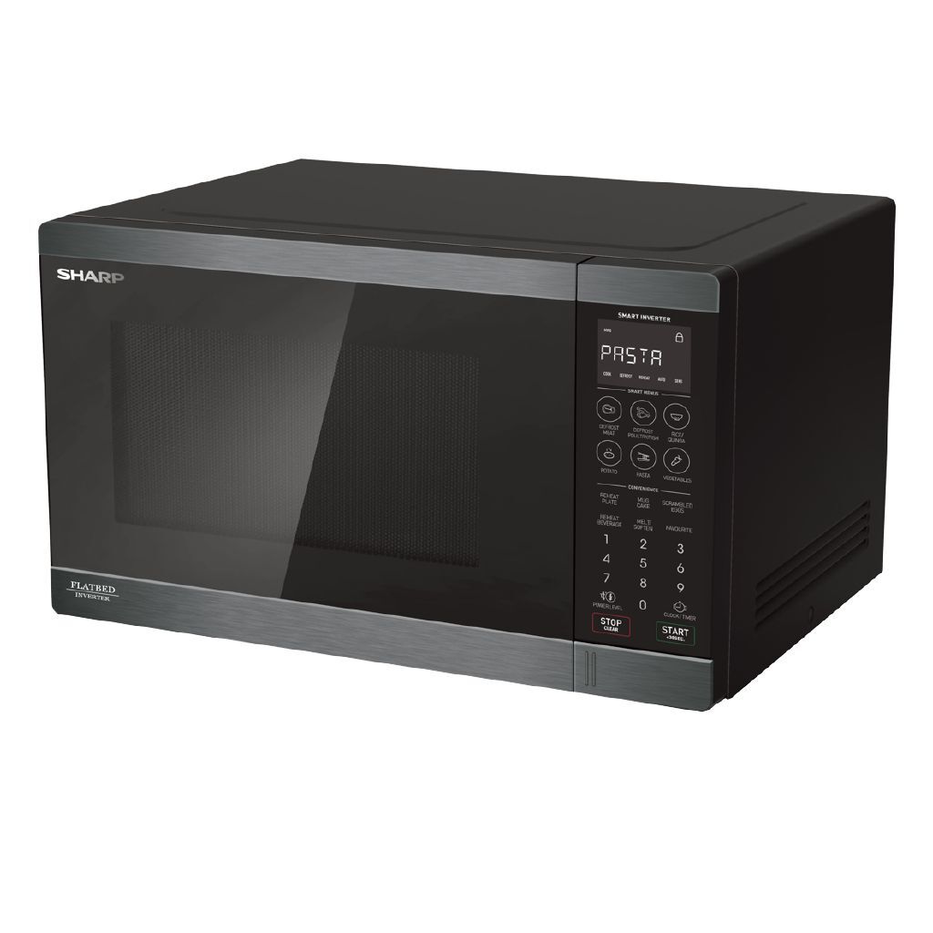 Sharp 30L Flatbed Inverter Microwave - 1200W Black Stainless Steel