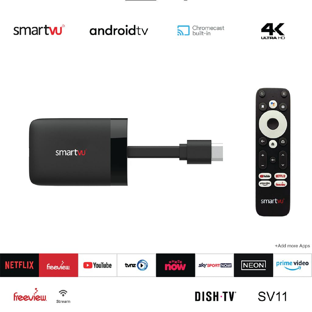 DishTV SmartVU SV11 4K Ultra HD Android TV Freeview Streaming Dongle