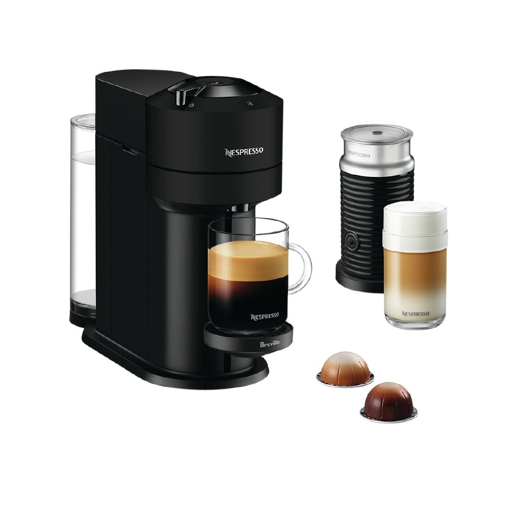 Nespresso Vertuo Next Breville Coffee Machine Bundle with Aeroccino Frother Matte Black