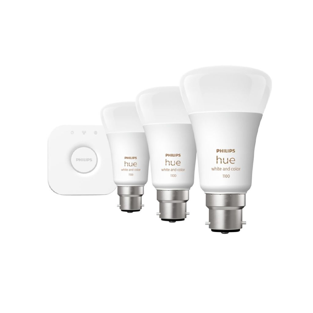 Philips Hue White & Colour Ambience 11W A60 3-Bulb Smart Lighting Starter Kit B22