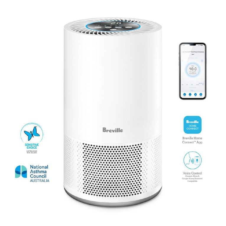 Breville Smart Air Viral Protect Compact Purifier with HEPA-13 AntiViral Filtration and WiFi