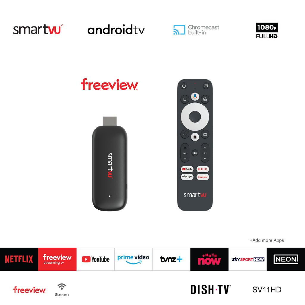 DishTV SmartVU SV11HD Android TV Dongle: Stream Full HD Freeview & Chromecast