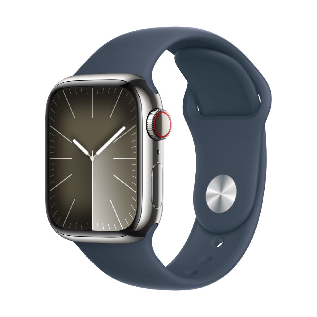 Apple Watch S9 GPS Cellular 41mm Silver Stainless Steel Storm Blue Sport Band