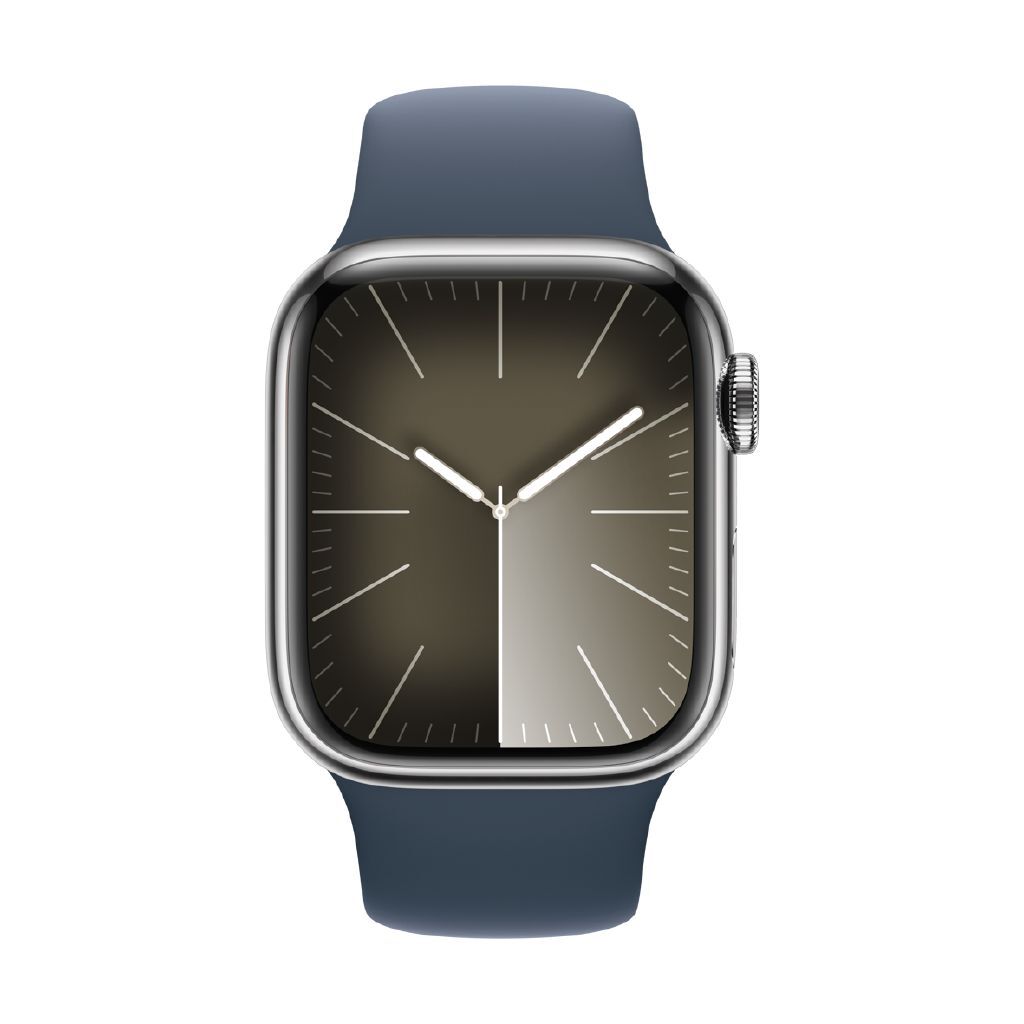 Apple Watch S9 GPS Cellular 41mm Silver Stainless Steel Storm Blue Sport Band