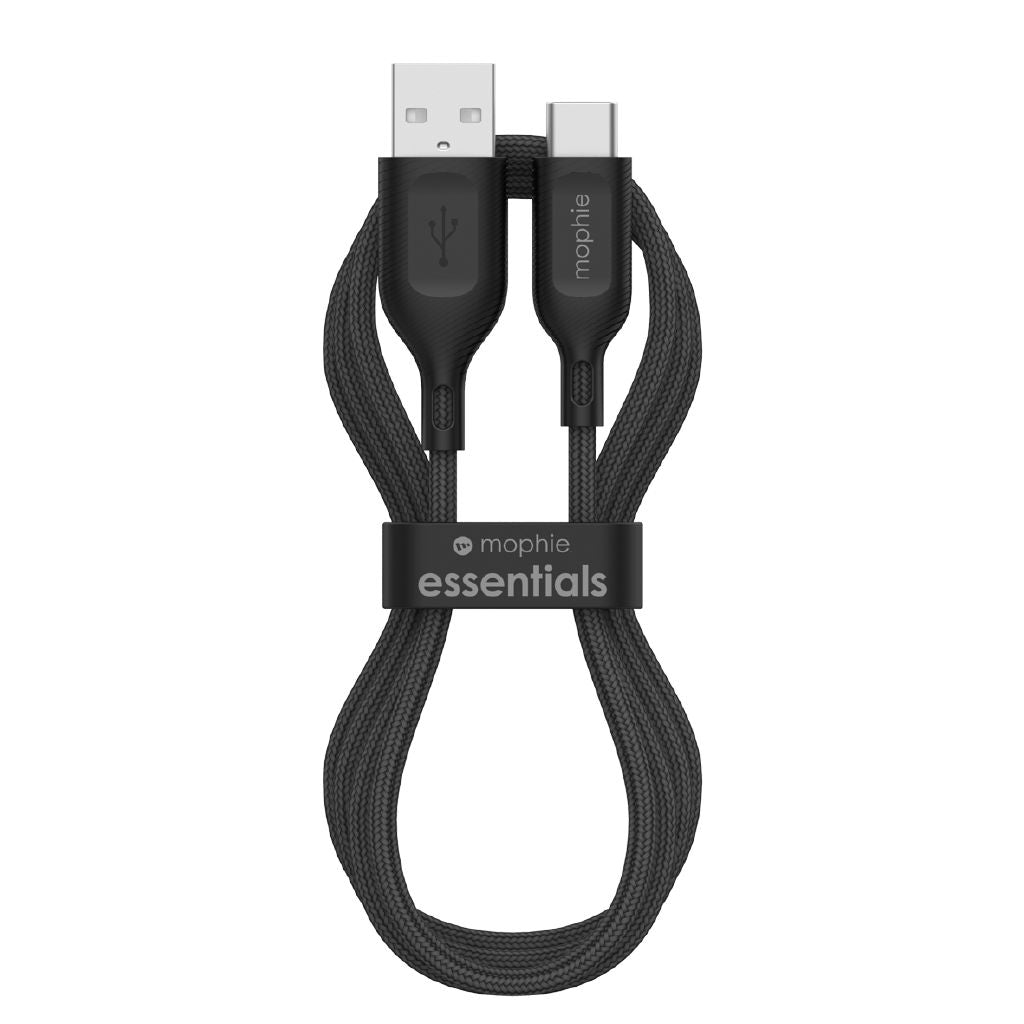 Mophie Durable Nylon Braided USB-C to USB-A 1m Fast Charging Cable Black