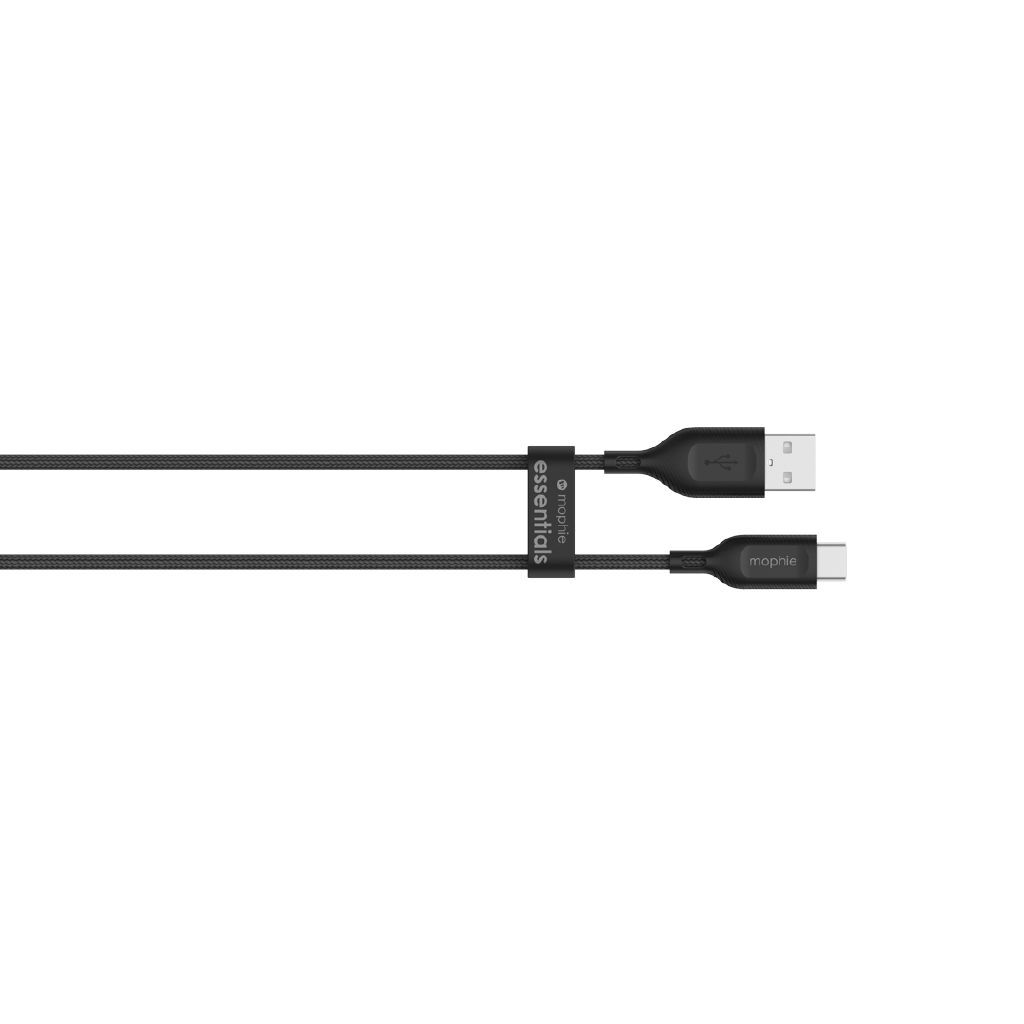 Mophie Durable Nylon Braided USB-C to USB-A 1m Fast Charging Cable Black