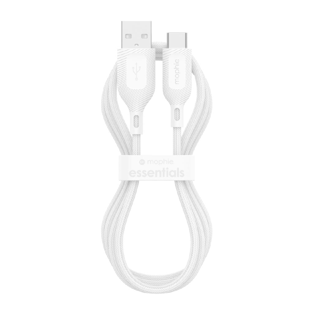 Mophie Durable Nylon Braided USB-C to USB-A 1m Fast Charging Data Cable White