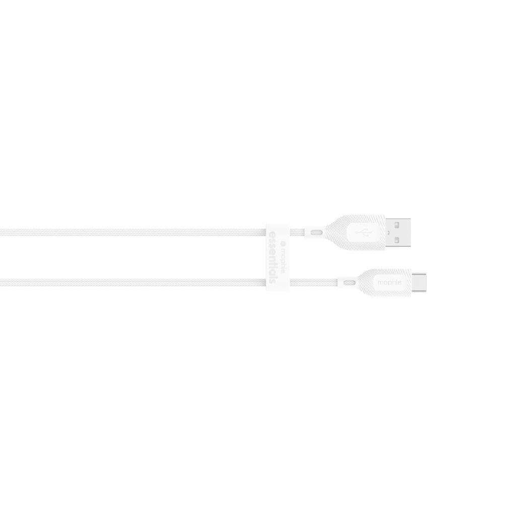 Mophie Durable Nylon Braided USB-C to USB-A 1m Fast Charging Data Cable White