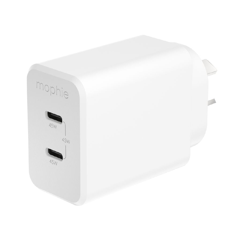 Mophie Essential 45W Dual USB-C GaN Wall Charger - Fast Power Delivery