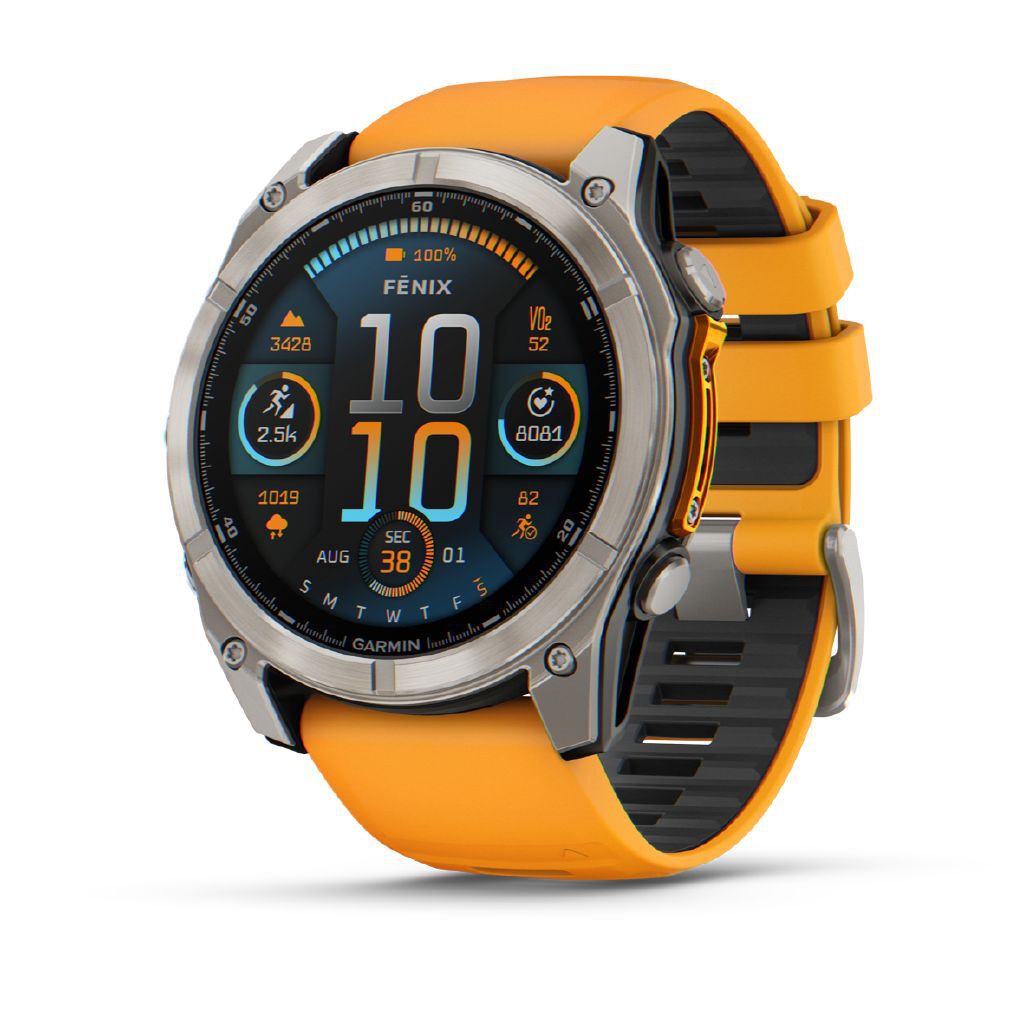 Garmin Fenix 8 51mm Sapphire AMOLED Multisport GPS Smartwatch Titanium Spark Orange Band