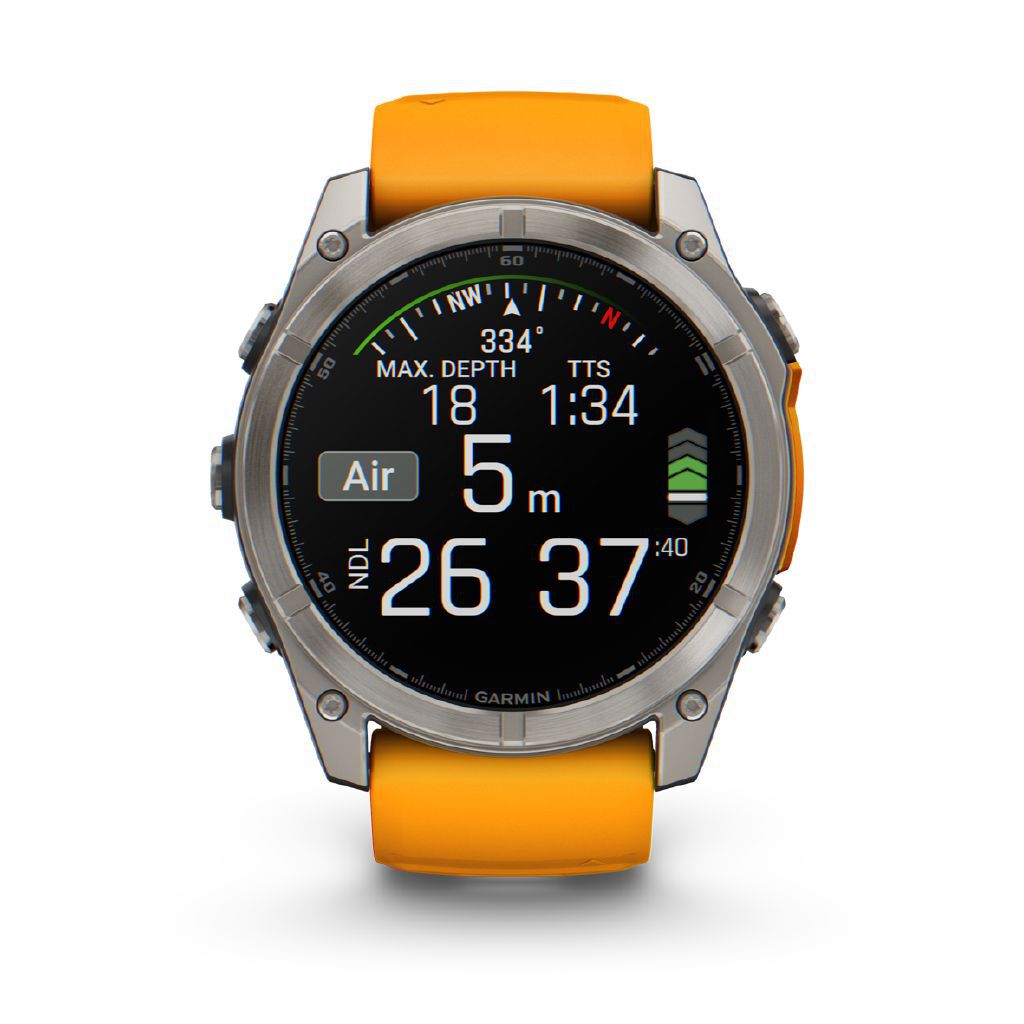 Garmin Fenix 8 51mm Sapphire AMOLED Multisport GPS Smartwatch Titanium Spark Orange Band