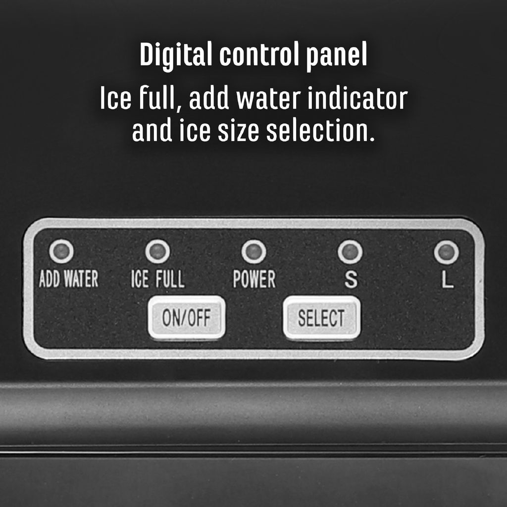 Sheffield Fast Benchtop Ice Maker - Efficient Compressor, Bullet Ice, Two Sizes, Black