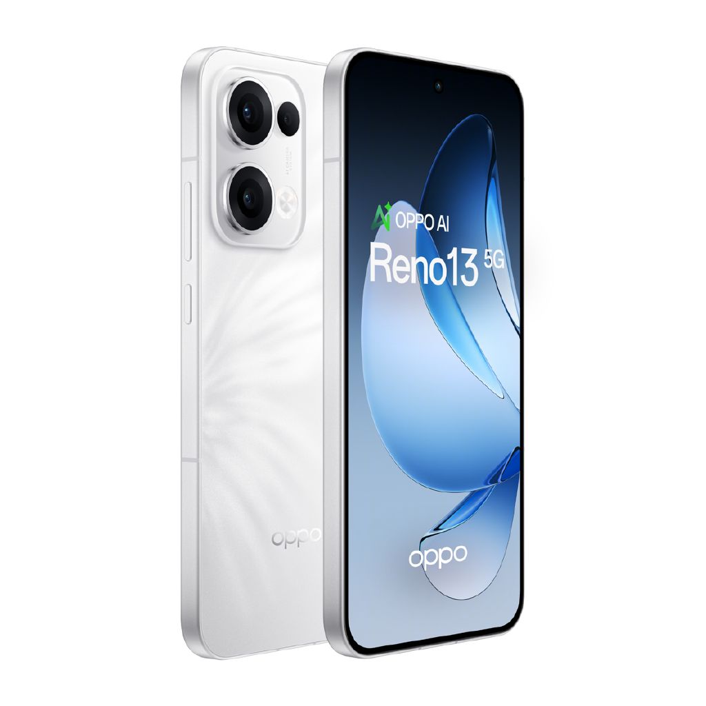 OPPO Reno13 5G Plume White: 5600mAh Battery, 80W SuperVOOC, IP69 Rated, 256GB
