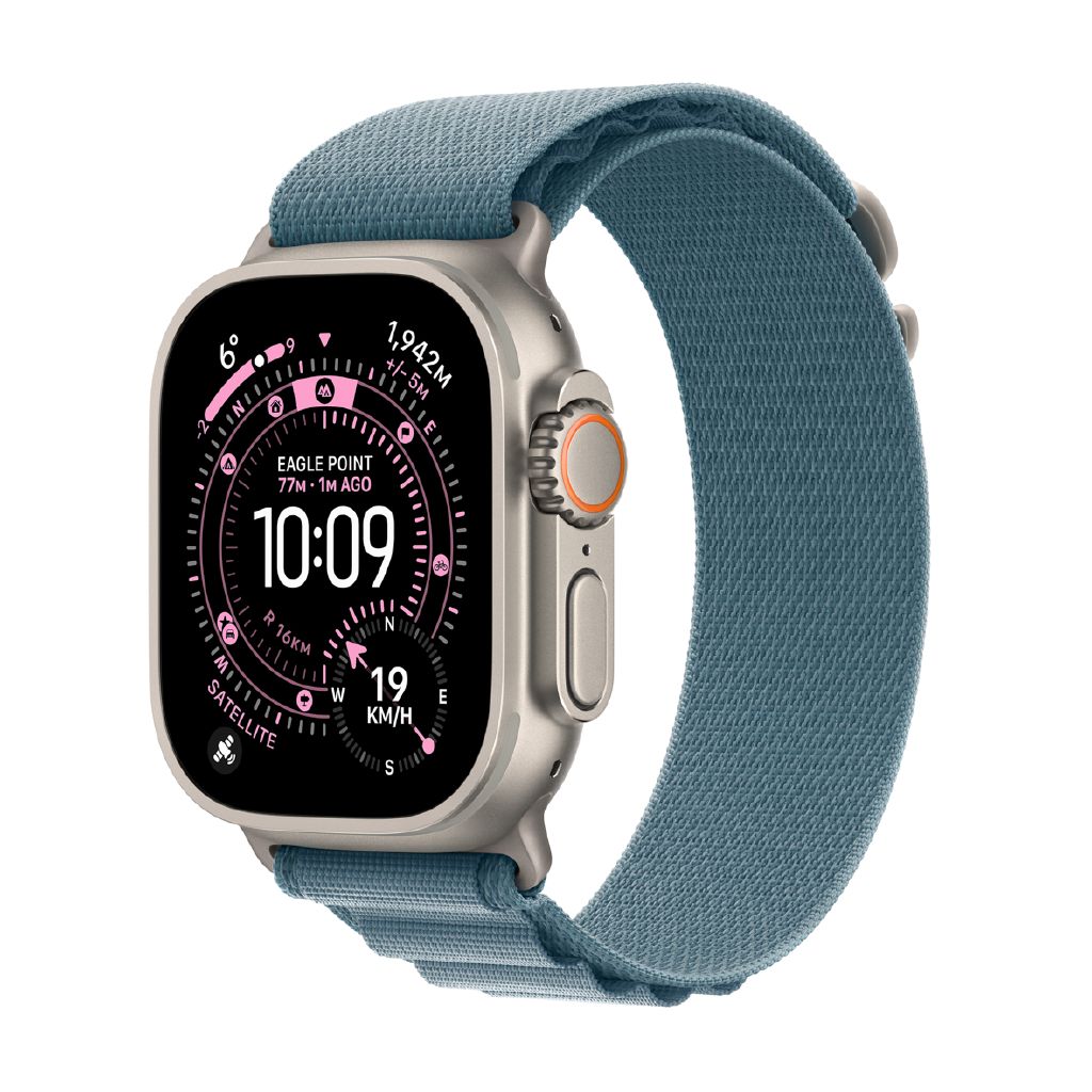 Apple Watch Ultra 3 Cellular: 49mm Titanium Case, Light Blue Alpine Loop
