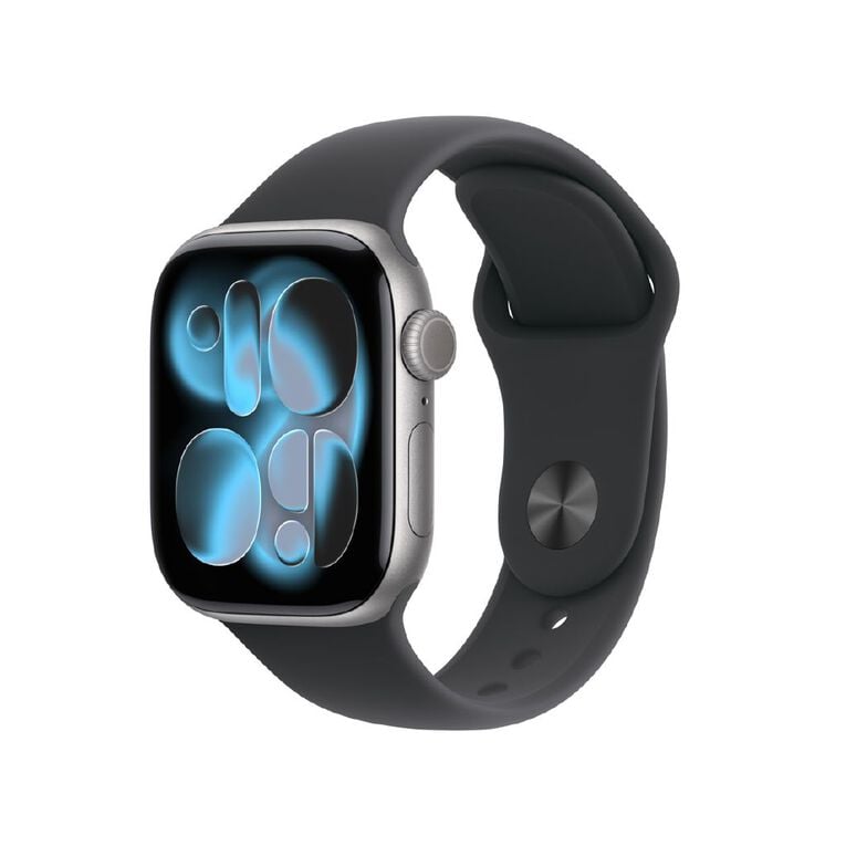 Apple Watch Series 11 GPS Smartwatch: 42mm Space Grey Aluminum, Black Sport Band