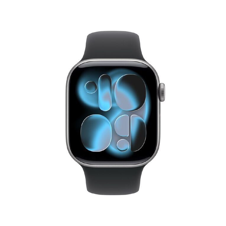Apple Watch Series 11 GPS Smartwatch: 42mm Space Grey Aluminum, Black Sport Band